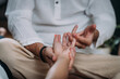 Shiatsu Hand Massage. Therapist Massaging the Heart Meridian.