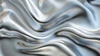 Luxurious silver silk fabric flowing with graceful waves and a refined sheen