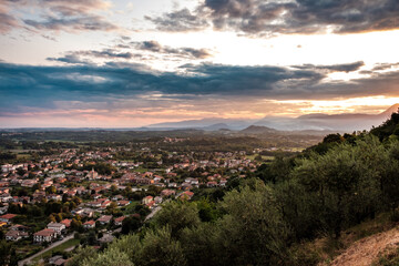 Wall Mural - Stormy sunset in the italian countryside