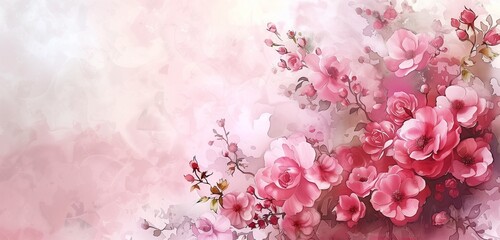 Wall Mural - Abstract background, Floral background. Watercolor floral background