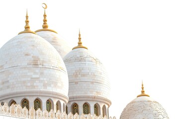 Roof of the Sheikh Zayed Mosque in Abu Dhabi. Isolated on white