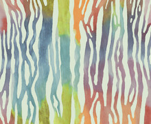 Abstract  Labyrinth Of Tangled Hand-drawn Gradient Strokes In Light Green And Light Orange