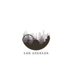 Los Angeles cityscape, vector gradient badge, flat skyline logo, icon. USA, California state city round emblem idea with landmarks and building silhouettes. Isolated abstract graphic