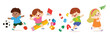 © TWINS DESIGN STUDIO - Cute kids with school supplies vector. Set for children characters design in different poses, Happy and smile people. back to school vector illustration.