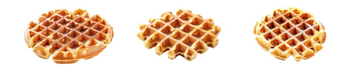 Canvas Print - Collection of PNG. Tasty Belgian Waffle Isolated on A Transparent Background.