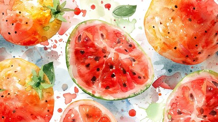 Canvas Print - A Pattern of Colorful Watercolor for Summer.