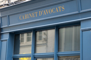 lawyer avocat text sign france on building facade french cabinet d'avocats on wall office counsel entrance solicitor