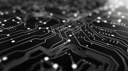 Wall Mural - abstract cyber security banner, simple black and white lines depicting a secure network