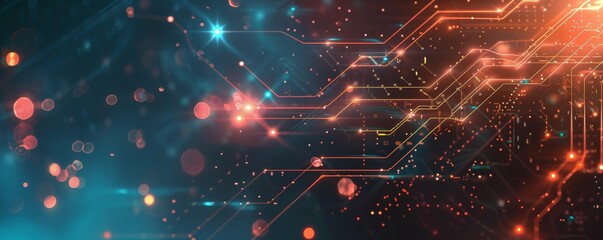 Wall Mural - sleek cyber security banner with simple, bold lines and digital nodes