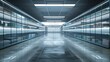 © Mickey - Illuminated empty shelves in a dark store - Futuristic and sleek aisle with illuminated empty shelves in a dark supermarket, evoking mystery or a concept of potential