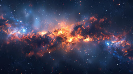 Wall Mural - Stunning galaxy scenery background with glowing nebula, showing the beauty of space