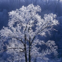 Sticker - A tree covered in frost and snow