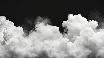 Wall Mural - Clouds Set Isolated on a Black Background White Cloud