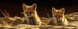 Desert foxes darting through sand dunes at twilight, playful and elusive. Hyperdetailed. Photorealistic. HD. super detailed