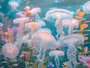 Wall Mural - jellyfish in aquarium