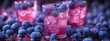 Vibrant blueberry lemonade, fresh blueberries floating, clear glass. Hyperdetailed. Photorealistic. HD. super detailed