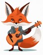 Ein niedlicher Fuchs, der Gitarre spielt