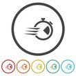 Fast time icon. Set icons in color circle buttons