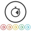 Stopwatch Icon. Set icons in color circle buttons