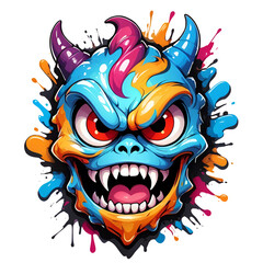  monster Graffiti abstract logo, modern art, for t-shirt