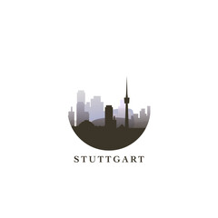 Sticker - Stuttgart cityscape, gradient vector badge, flat skyline logo, icon. Germany city round emblem idea with landmarks and building silhouettes. Isolated graphic
