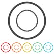 Round rope frame icon. Set icons in color circle buttons