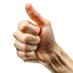 Hand thumbs up on isolated transparent background