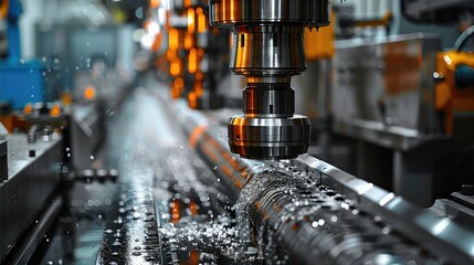 Poster - Milling machine, industrial, metal part. Generative AI.