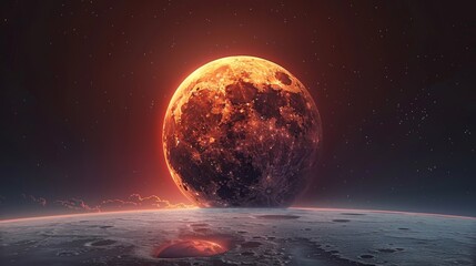 Wall Mural - moon: a 3d animation of a lunar eclipse, showing the gradual darkening of the moon