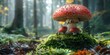 Adorable mushroom-shaped podium with tiny woodland creatures peeking out from under the cap 