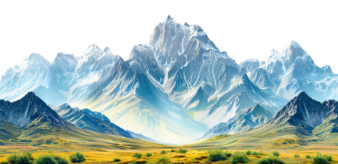 Wall Mural - Surreal mountain landscape isolated on transparent background