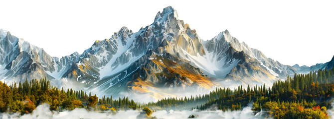 Wall Mural - Surreal mountain landscape isolated on transparent background