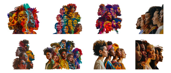 Diverse multicultural group of people composite cut out png on transparent background