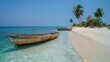 An idyllic island in Lakshadweep with boats and pristine beaches.