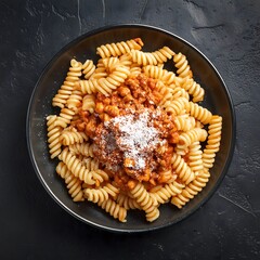 Wall Mural - Succulent Italian pasta dish on a black background