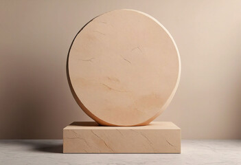 Wall Mural - Earthly sandstone empty podium product display for product presentation