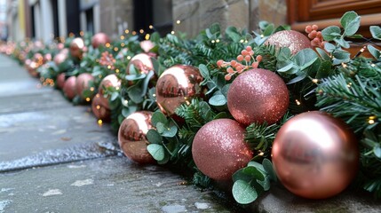 Canvas Print - Hang minimalist garlands of eucalyptus and metallic accents along your modern porch railing, adding a touch of holiday charm to