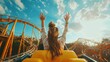 A euphoric moment as a person rides a roller coaster