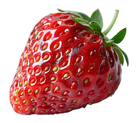 Canvas Print - Single fresh strawberry with water drops isolated on transparent background