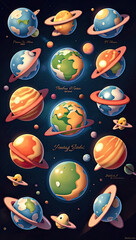 Poster - pattern with planets and stars