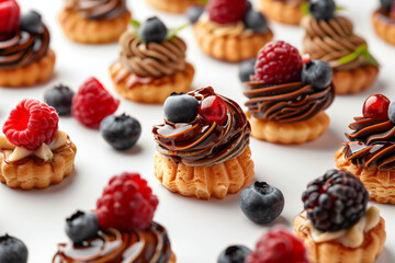 Wall Mural - assorted cupcakes isolated on white background, food closeup