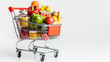 Grocery Shopping Cart Full of Fresh Produce