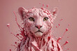 Gepard aus rosa Farbe im Splash, 3D Rendering