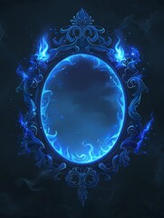 Magic Mirror , Ancient magic mirror with a mystical dark blue aura