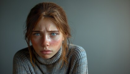 Canvas Print - sad teenager girl in a bad mood or sick 