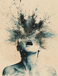 a woman with an explosion in her head