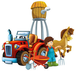 farmer, boy, car, tractor, animal, agriculture, boy, agriculture, animal, background, barrow, beauti