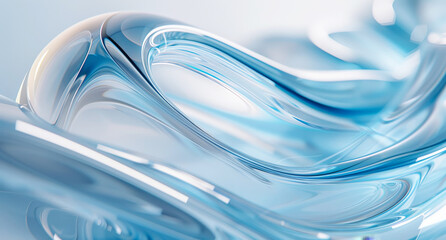 Wall Mural - elegant close-up of curved glass with a light blue tint on a white background