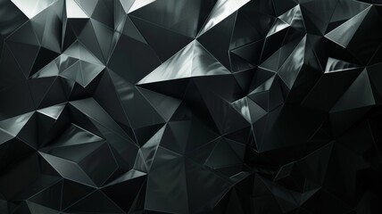 Poster - Monochromatic geometric black polygon background - Sleek modern background with a monochromatic design of black geometric polygons creating a 3D illusion