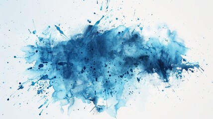 Wall Mural - Artistic Blue Watercolor Explosion on White - Splashing blue watercolor on white background conveys creativity, fluidity, and freedom in an abstract form